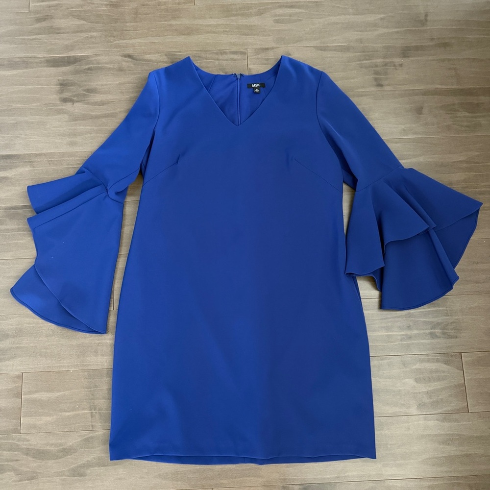 MSK Elegant Blue Flare Sleeve Sheath Dress size 16